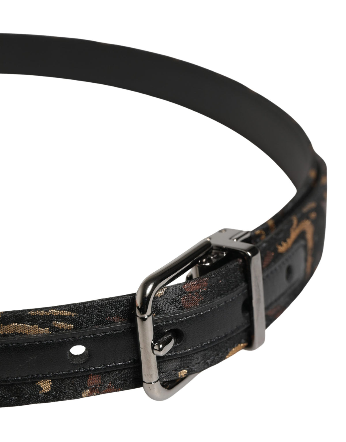 Dolce & Gabbana Multicolor Jacquard Silver Metal Buckle Belt - view 4