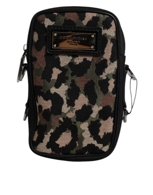 Dolce & Gabbana Multicolor Leopard Jacquard Logo Plaque Neck Strap Bag - YSONA