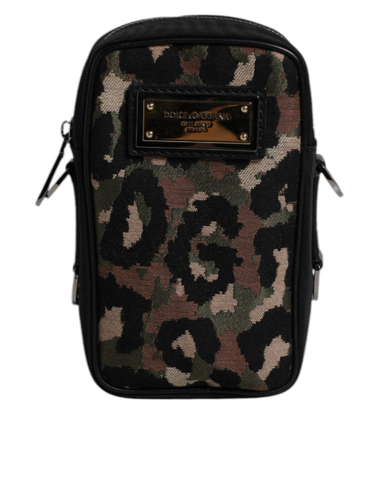 Dolce & Gabbana Multicolor Leopard Jacquard Logo Plaque Neck Strap Bag - YSONA