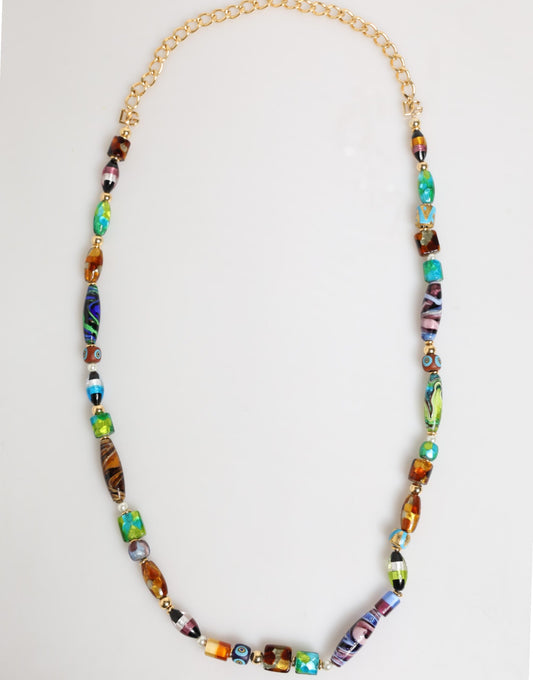 Dolce & Gabbana Multicolor Murano Glass Beads Brass Women Jewelry Necklace - YSONA