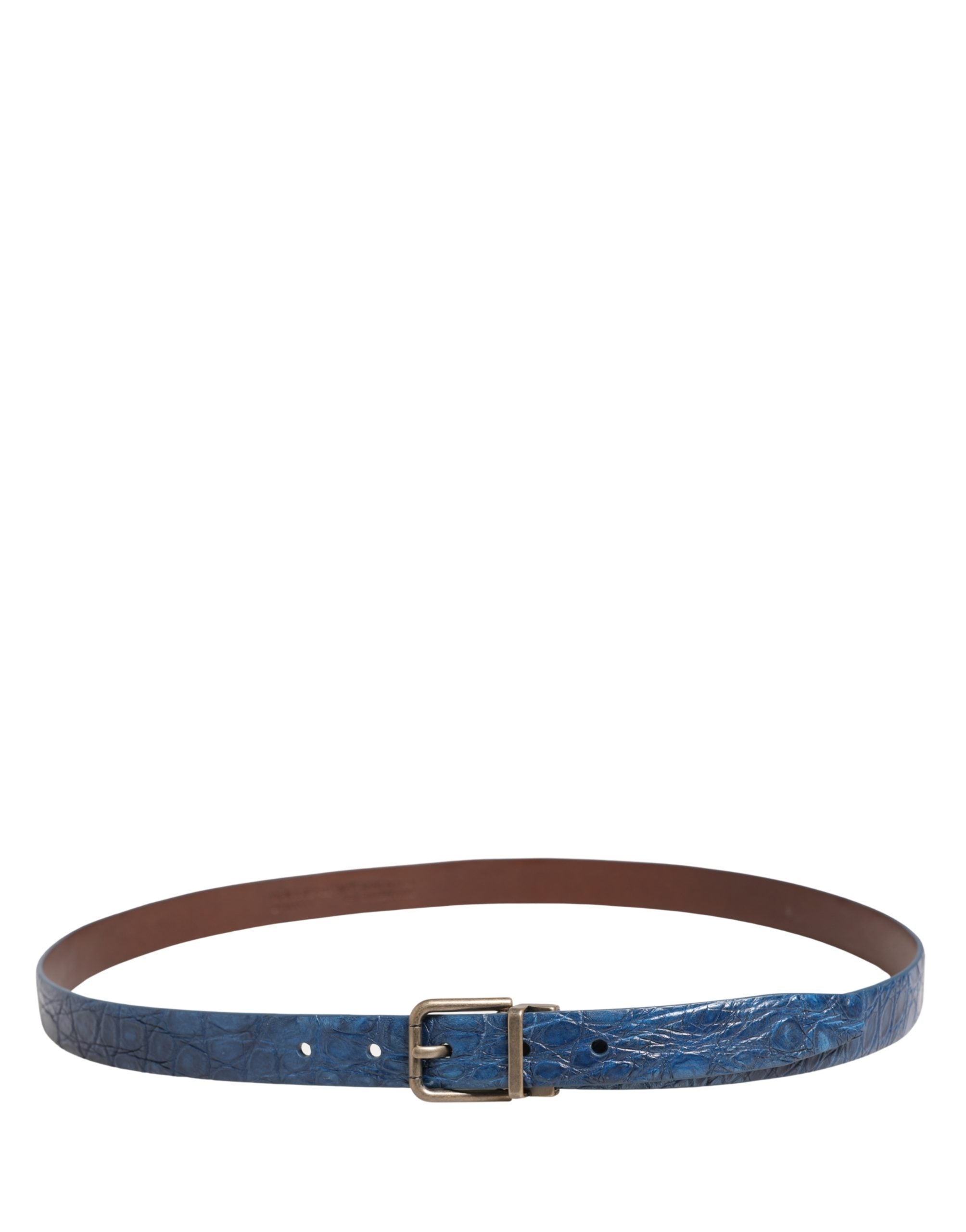 Dolce & Gabbana Navy Blue Leather Gold Tone Metal Buckle Belt - view 3
