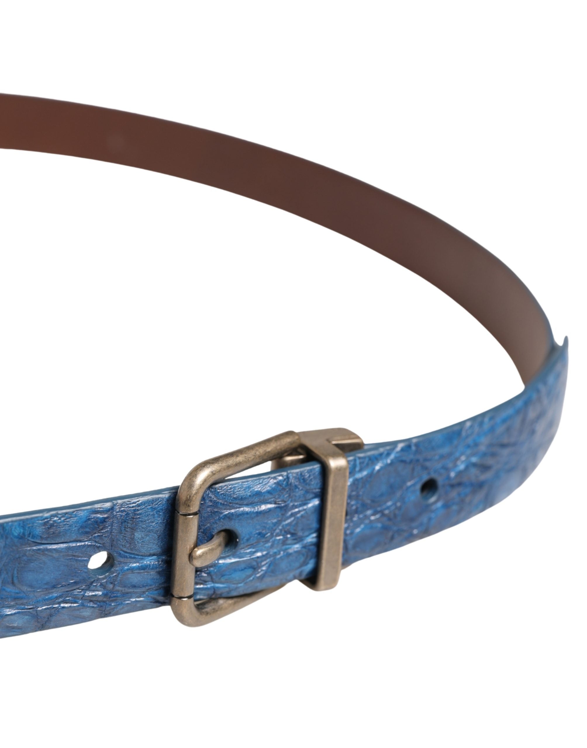 Dolce & Gabbana Navy Blue Leather Gold Tone Metal Buckle Belt - view 4