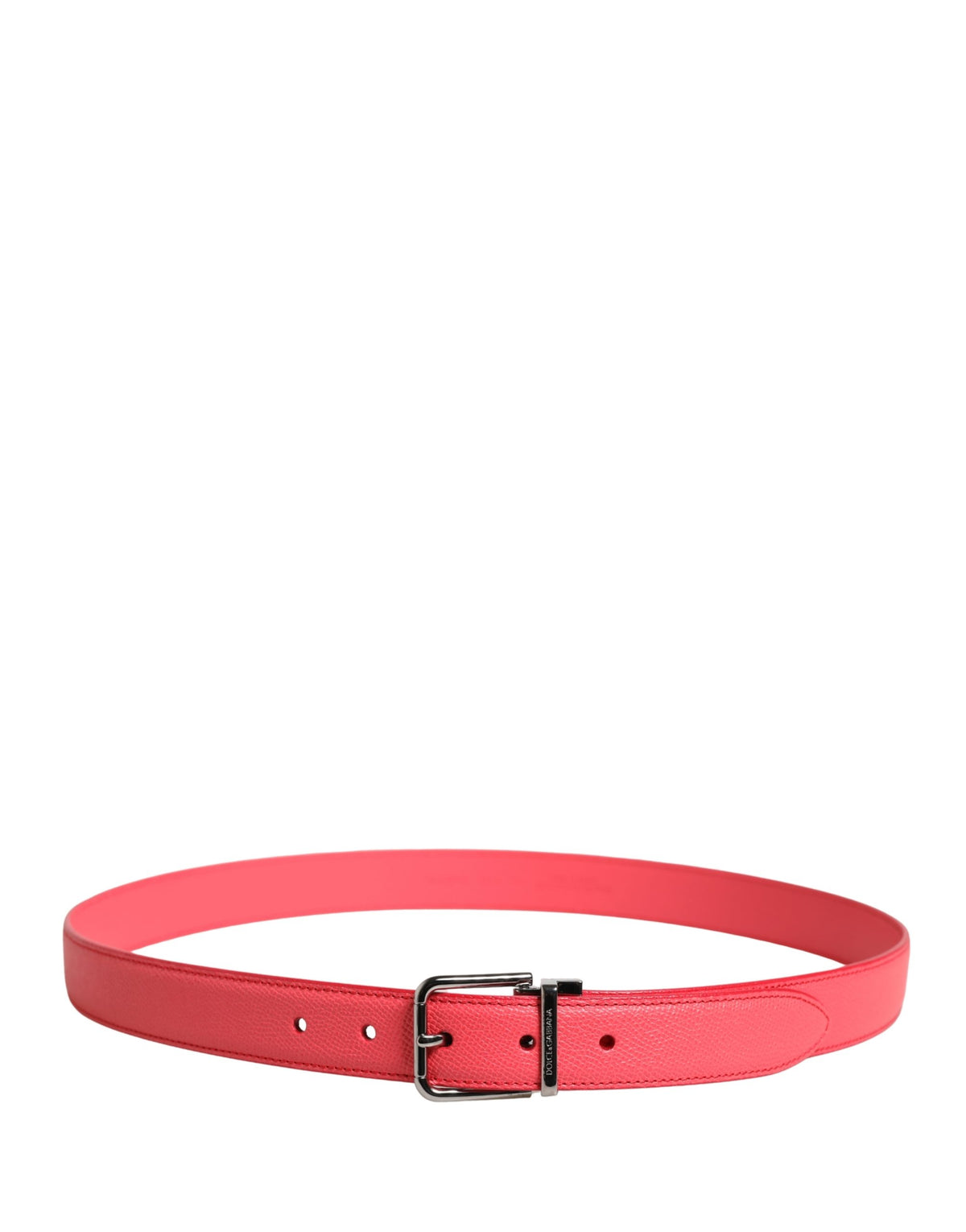 Dolce & Gabbana Pink Calf Leather Silver Metal Buckle Belt - view 3