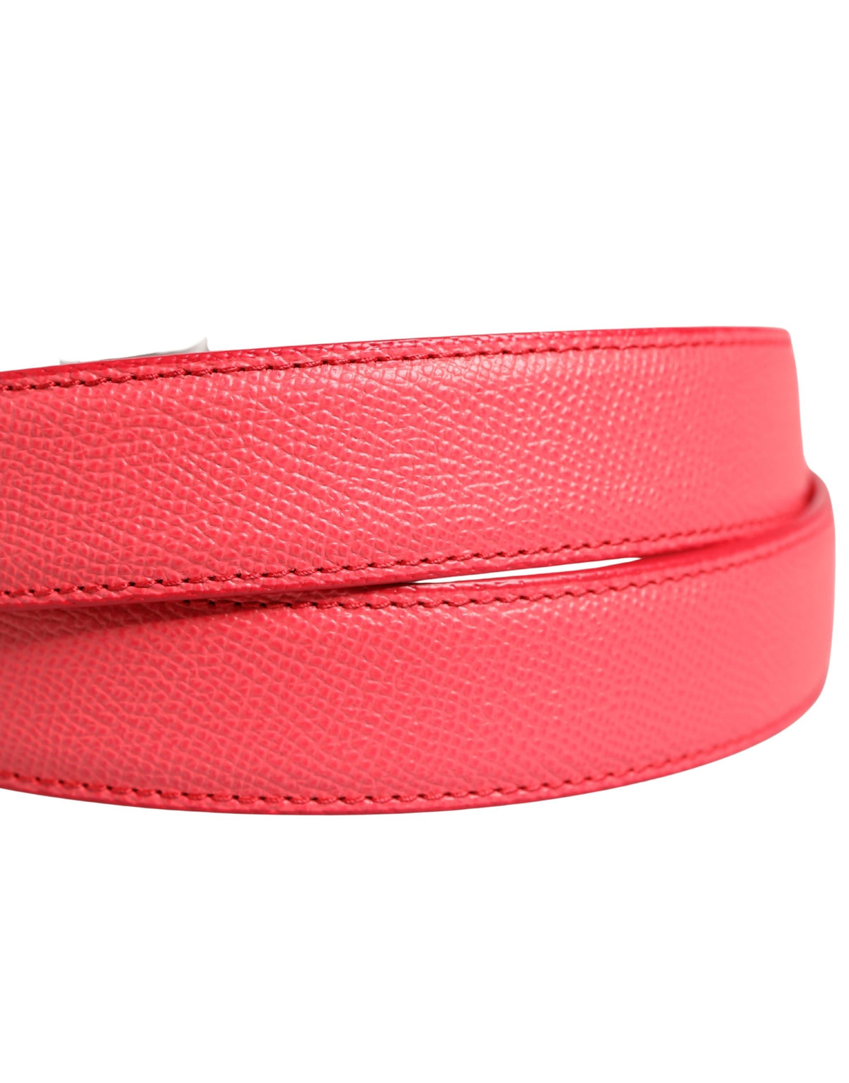 Dolce & Gabbana Pink Calf Leather Silver Metal Buckle Belt - view 5