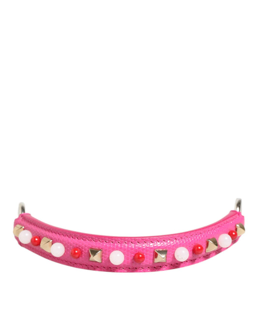 Dolce & Gabbana Pink Embellished Leather Bag Handle Women Shoulder Strap - YSONA