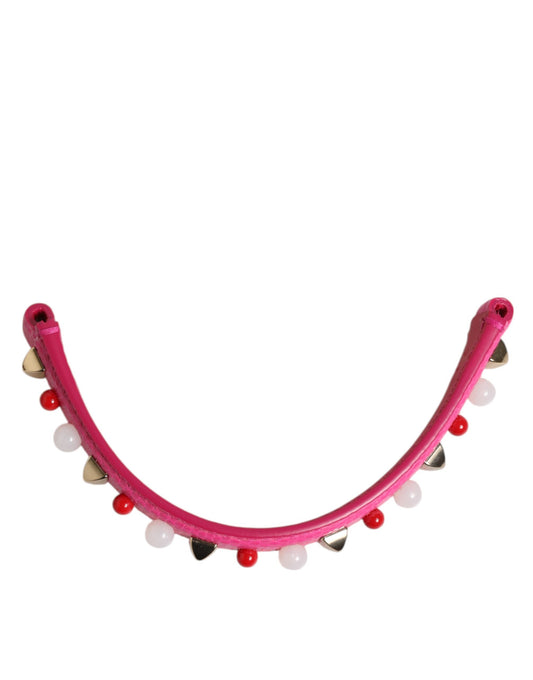 Dolce & Gabbana Pink Embellished Leather Bag Handle Women Shoulder Strap - YSONA