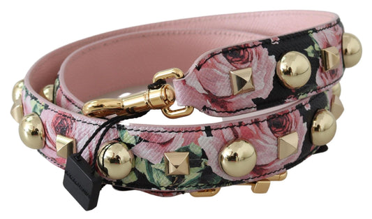 Dolce & Gabbana Pink Floral Gold Studs Bag Accessory Shoulder Strap - YSONA