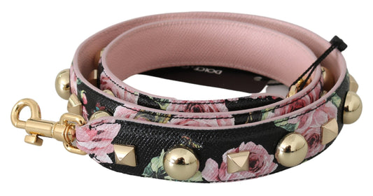 Dolce & Gabbana Pink Floral Leather Stud Accessory Shoulder Strap - YSONA