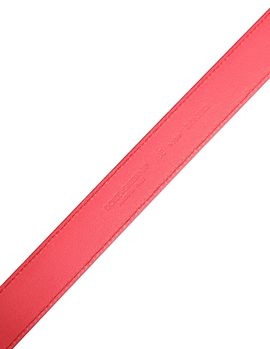 Dolce & Gabbana Pink Lambskin Leather Silver Metal Buckle Belt - YSONA