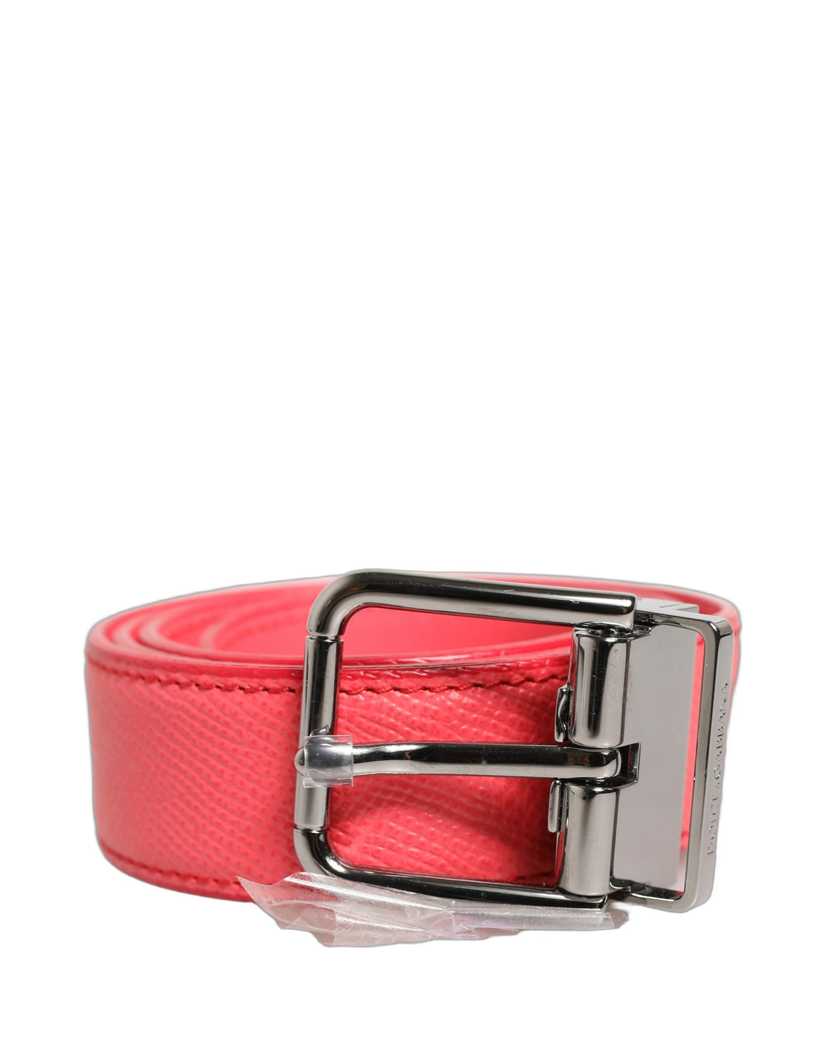 Dolce & Gabbana Pink Lambskin Leather Silver Metal Buckle Belt - view 2