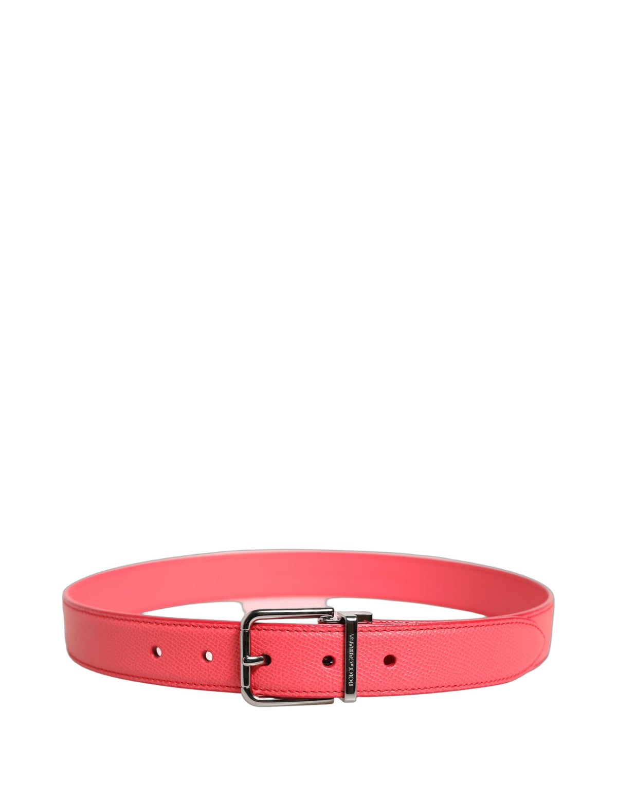 Dolce & Gabbana Pink Lambskin Leather Silver Metal Buckle Belt - view 5