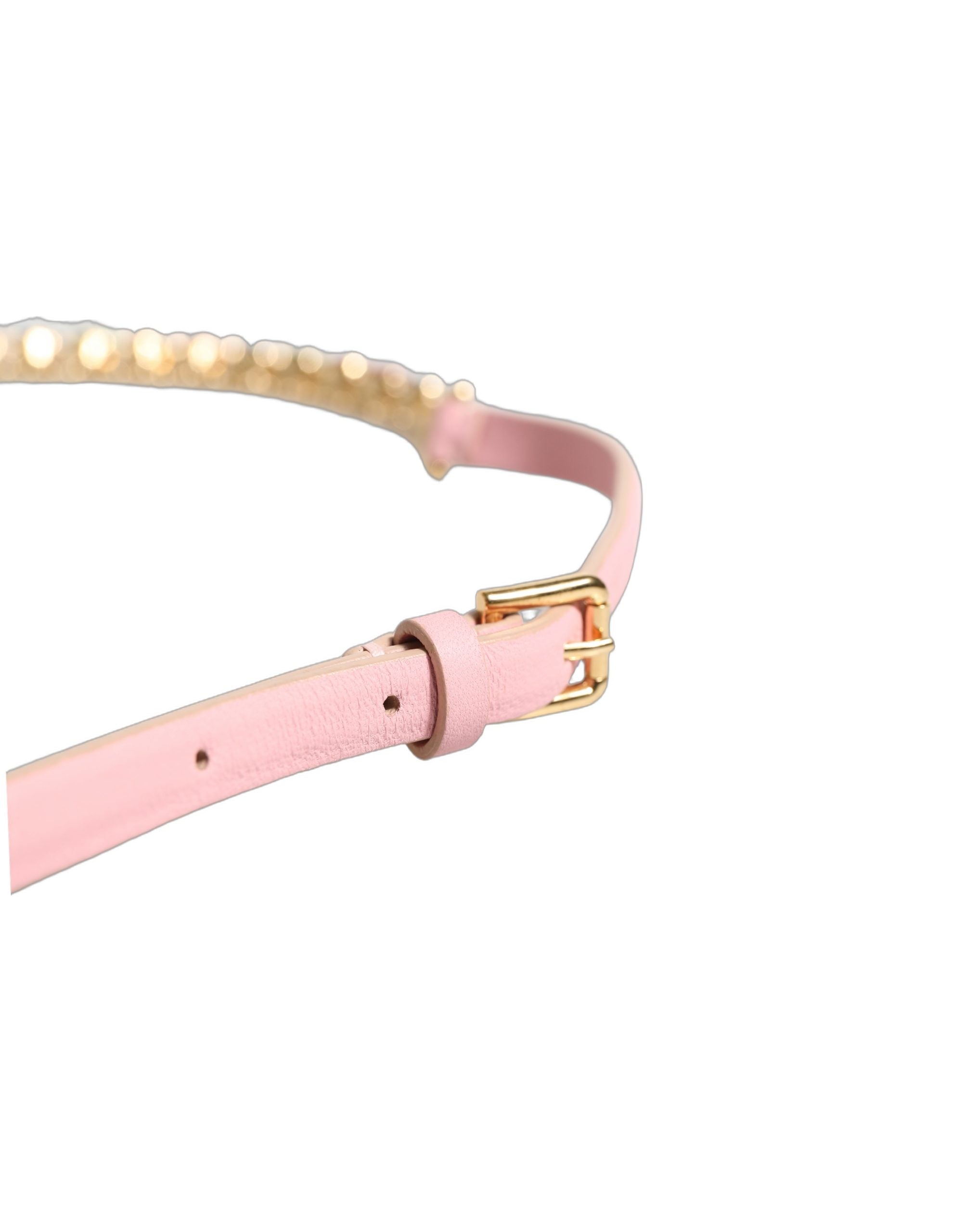 Dolce & Gabbana Pink Leather Crystal Chain Embellished Belt - view 4