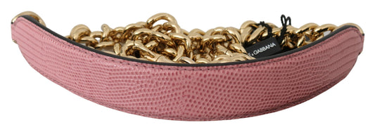 Dolce & Gabbana Pink Leather Gold Chain Accessory Shoulder Strap - YSONA
