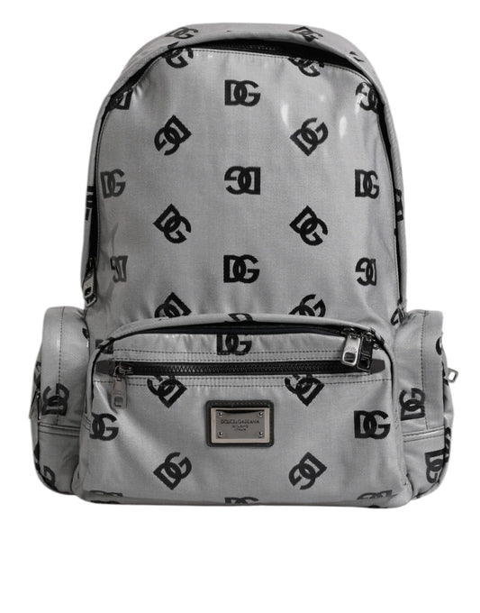 Dolce & Gabbana Polyester Gray Black DG Logo Plaque Backpack Bag - YSONA