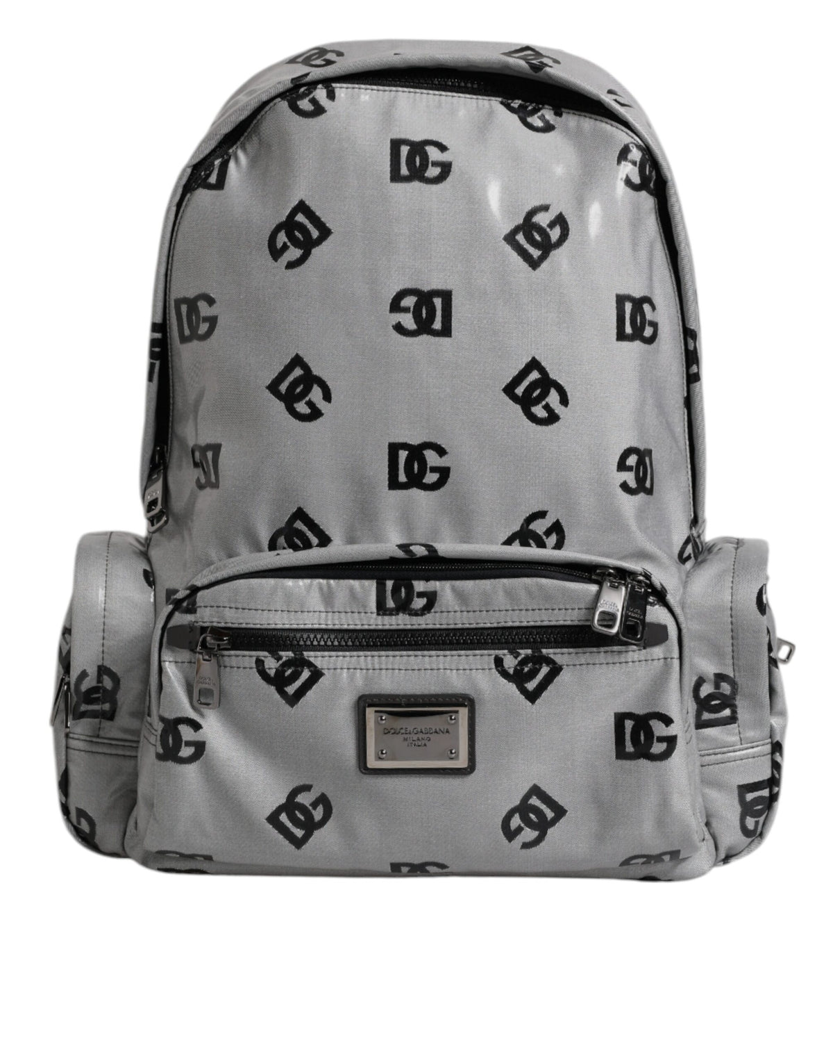 Dolce & Gabbana Polyester Gray Black DG Logo Plaque Backpack Bag - view 2