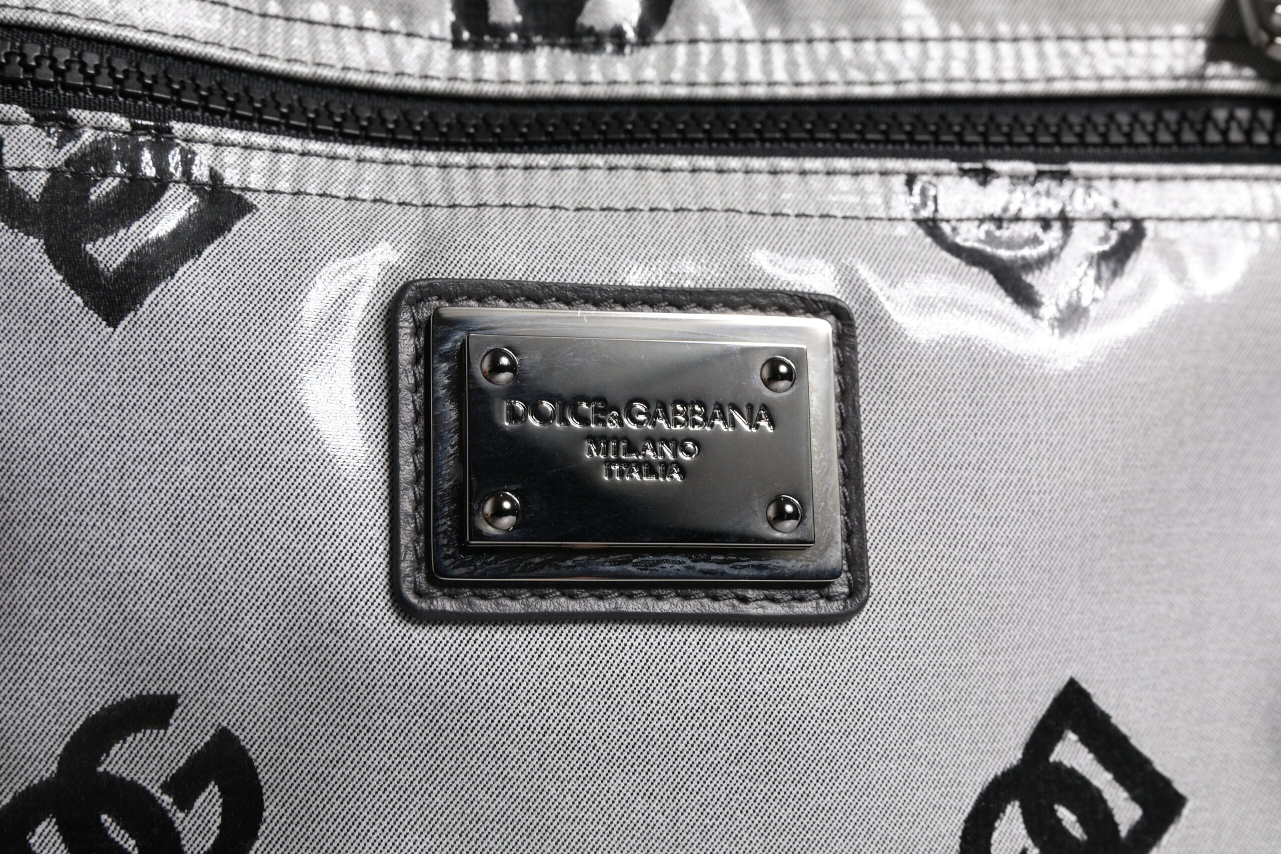 Dolce & Gabbana Polyester Gray Black DG Logo Plaque Backpack Bag - view 3