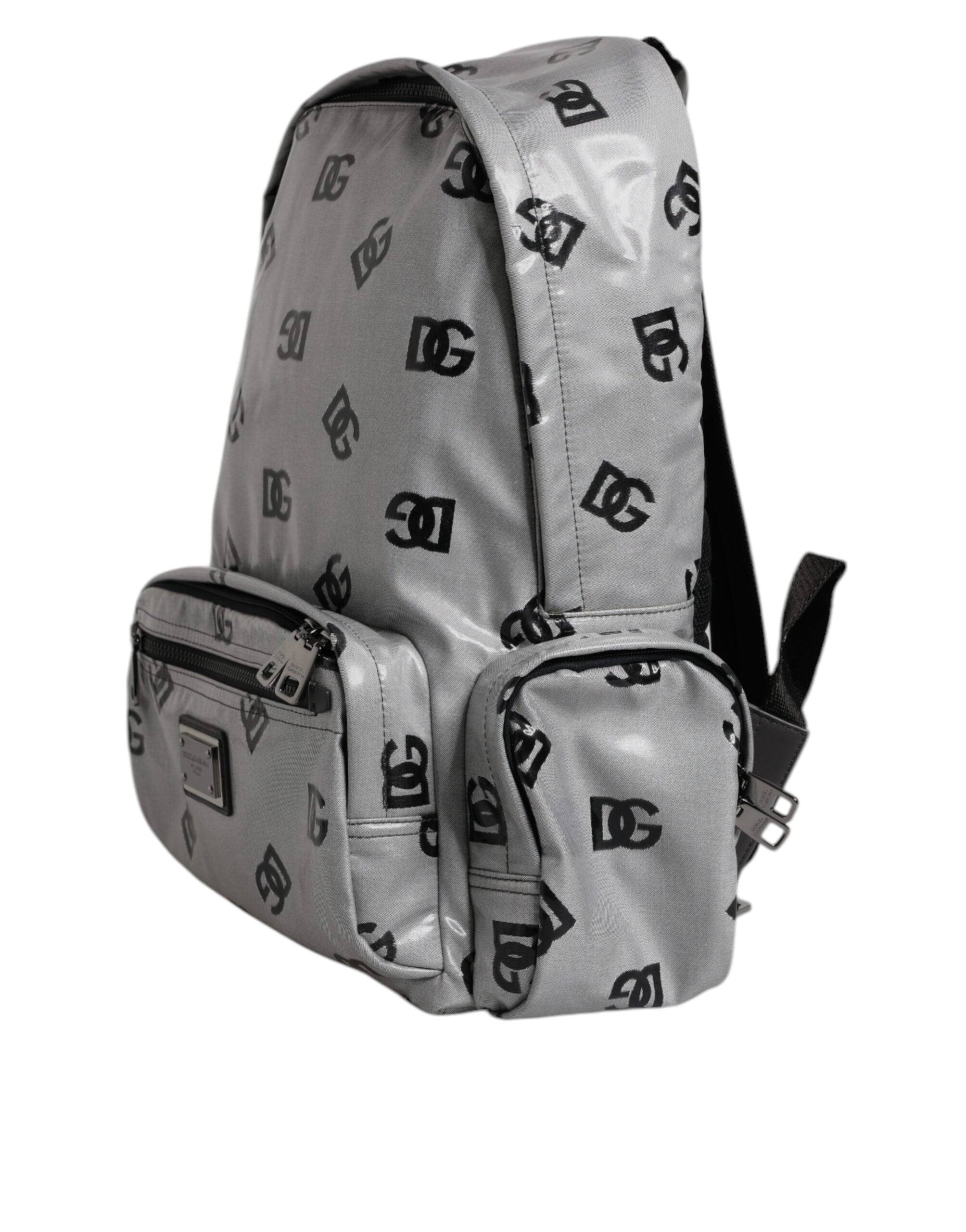 Dolce & Gabbana Polyester Gray Black DG Logo Plaque Backpack Bag - view 4