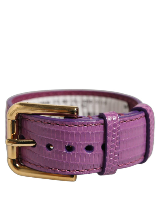 Dolce & Gabbana Purple Textured Leather Gold Buckle Belt Strap Bracelet - YSONA