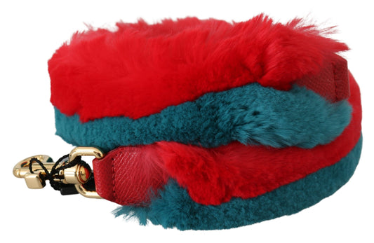Dolce & Gabbana Red Blue Rabbit Fur Leather Shoulder Strap - YSONA