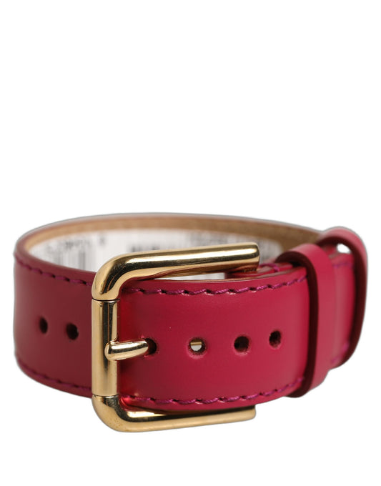 Dolce & Gabbana Red Calfskin Leather Gold Buckle Belt Strap Bracelet - YSONA