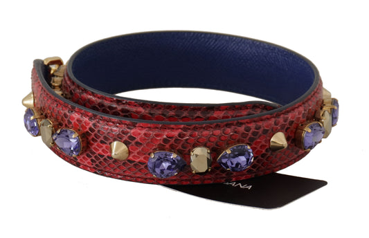 Dolce & Gabbana Red Exotic Leather Crystals Bag Shoulder Strap - YSONA