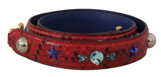 Dolce & Gabbana Red Exotic Leather Crystals Shoulder Strap - YSONA