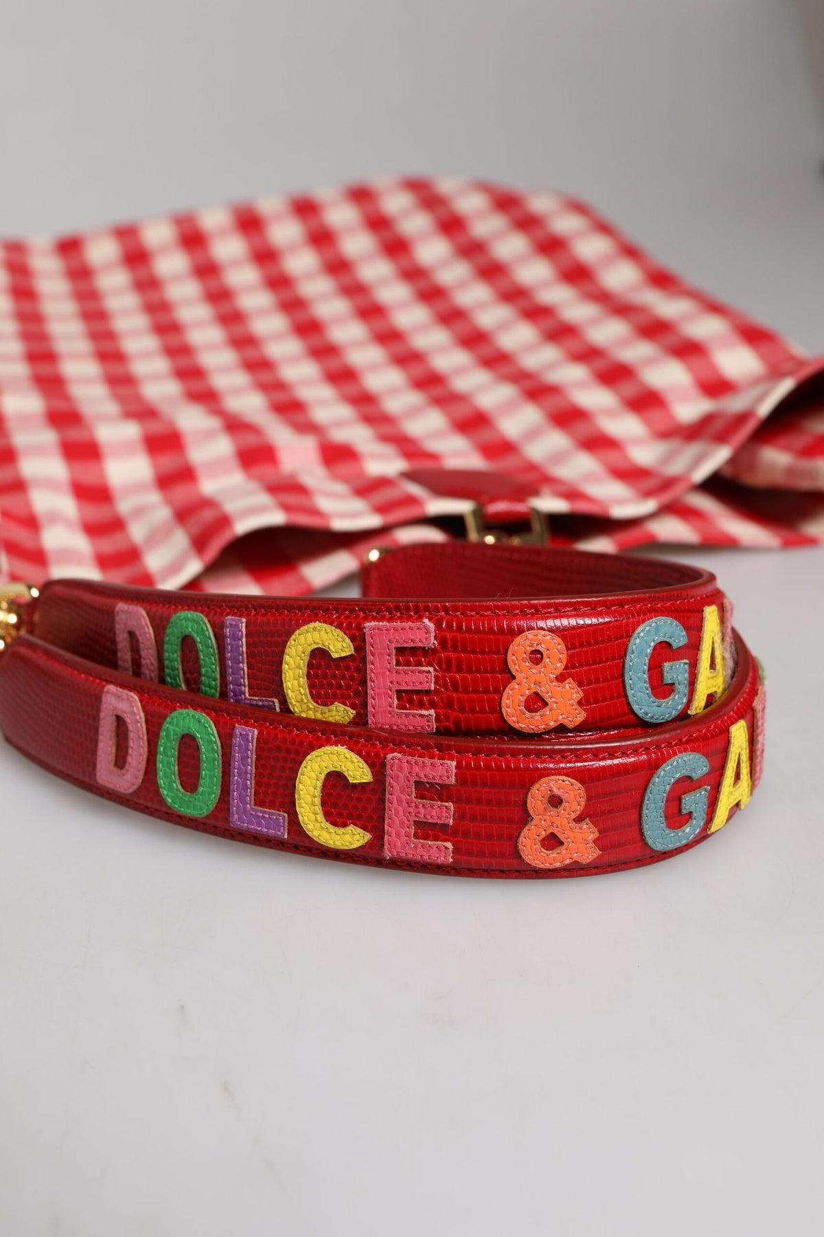 Dolce & Gabbana Red I Love Pizza Rhinestone Embellished Tote Bag - view 5