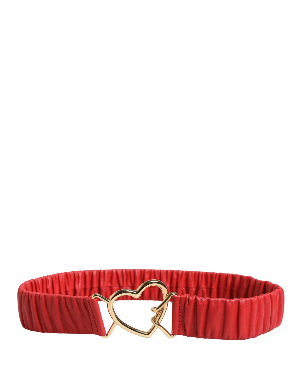 Dolce & Gabbana Red Leather Gold Heart Metal Buckle Belt - view 3