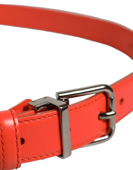 Dolce & Gabbana Red Leather Silver Metal Buckle Cintura Belt - YSONA