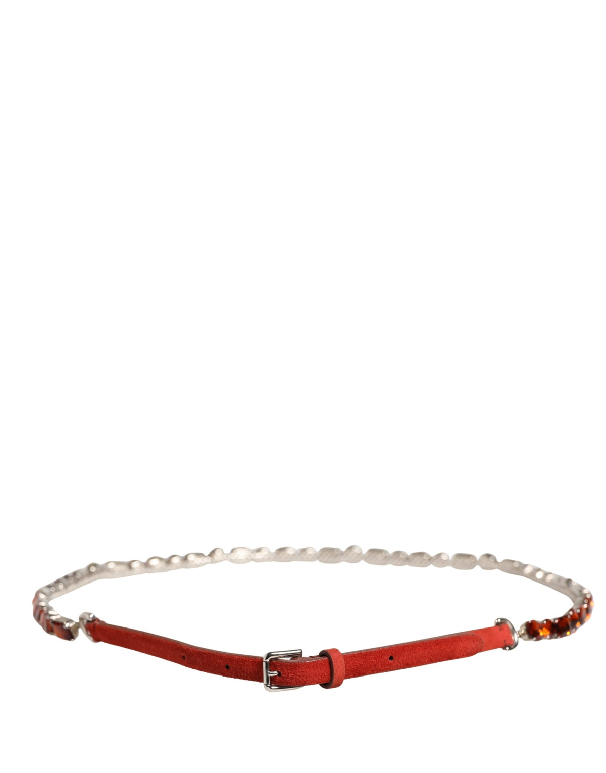 Dolce & Gabbana Red Velvet Crystals Chain Embellished Belt - view 3