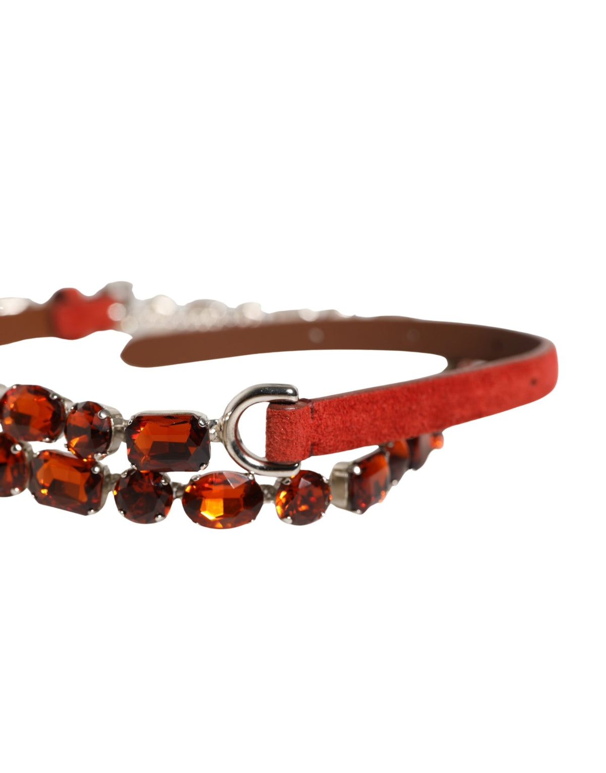 Dolce & Gabbana Red Velvet Crystals Chain Embellished Belt - view 5