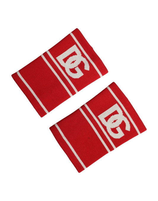 Dolce & Gabbana Red White DG Logo Cotton 1 Pair One SIze Wristband - YSONA