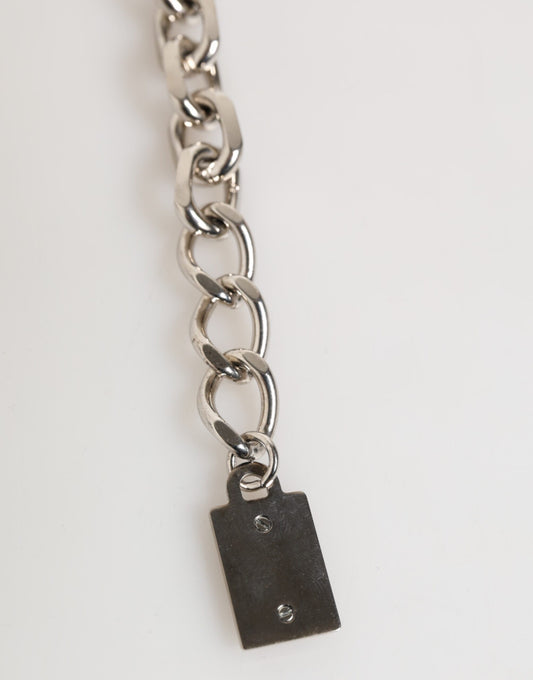 Dolce & Gabbana Silver Chain Brass Beaded Lobster Clasp Logo Men Bracelet - YSONA