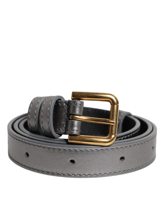 Dolce & Gabbana Silver Logo Engraved Metal Waist Buckle Belt - YSONA