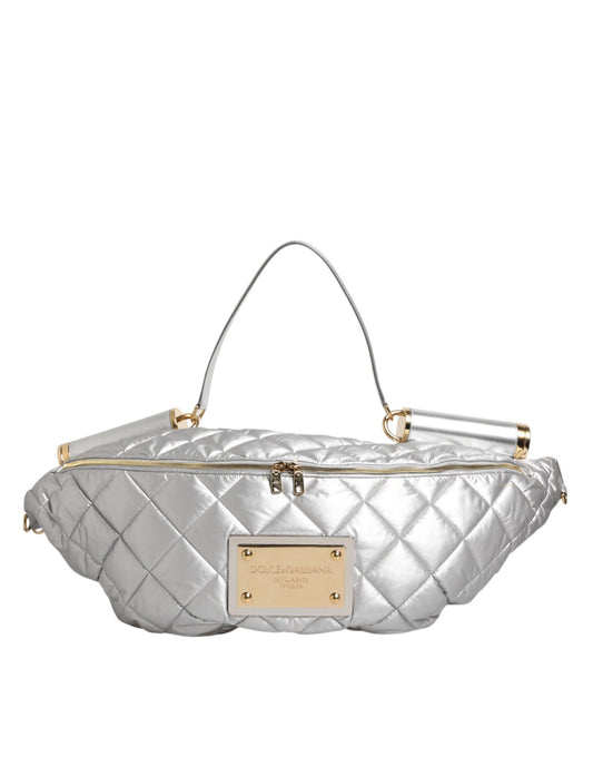 Dolce & Gabbana Silver Quilted Filled Crossbody Shoulder Bag SICILY Bag - YSONA