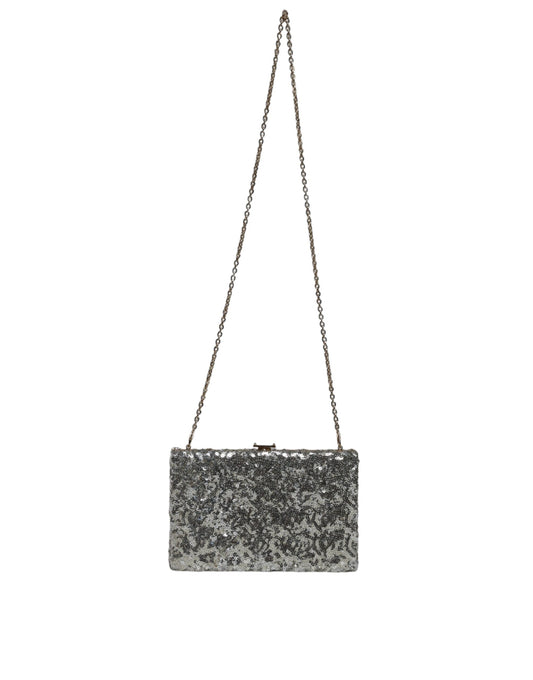 Dolce & Gabbana Silver Sequined Clutch Evening Crossbody Bag - YSONA