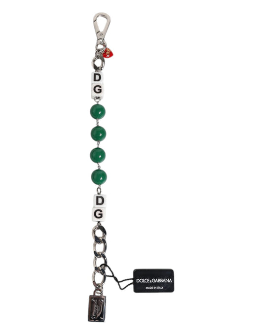 Dolce & Gabbana Silver Tone Brass Bead Dice Logo Embellish Charm Bracelet - YSONA