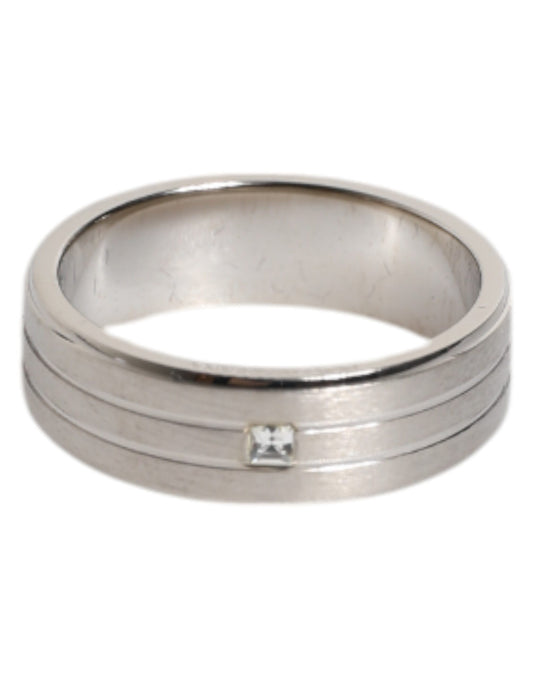Dolce & Gabbana Silver Tone Brass Clear Crystal DG Logo Ring - YSONA