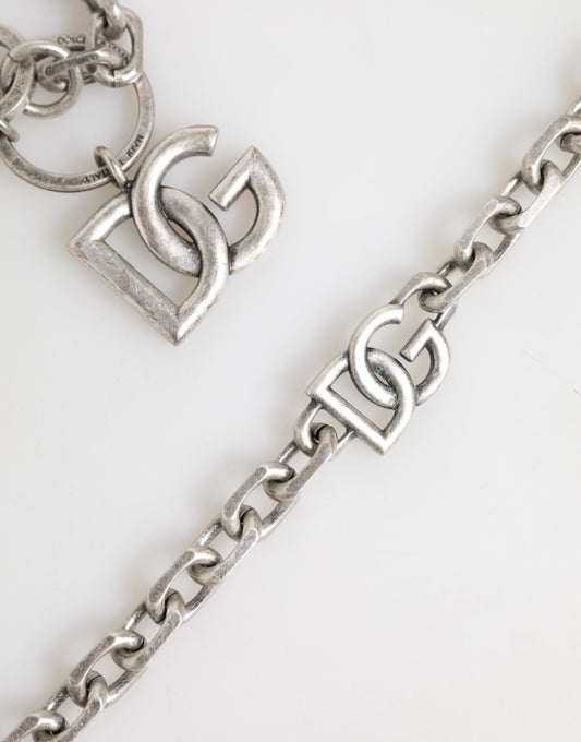 Dolce & Gabbana Silver Tone Brass DG Logo Detailing Chain Men Necklace - YSONA