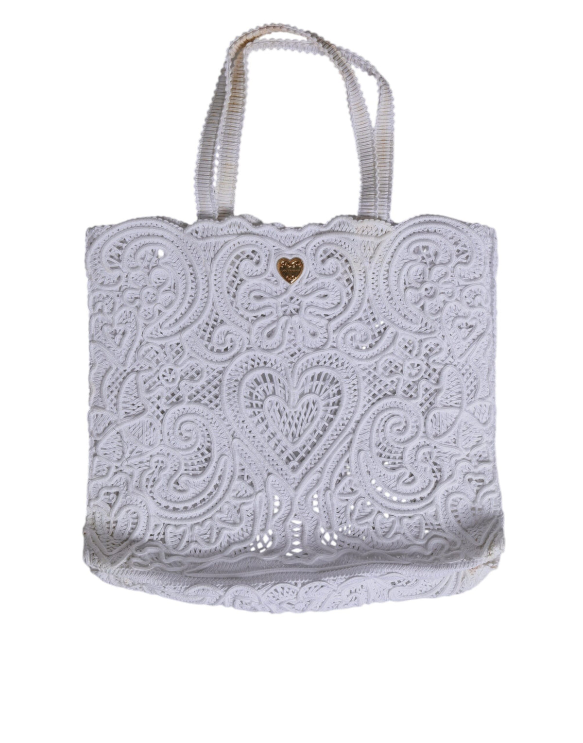 Dolce & Gabbana White Cordonetto Lace Beatrice Tote Shopping Bag - view 2