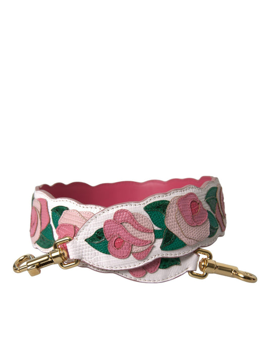 Dolce & Gabbana White Floral Leather Accessory Shoulder Strap - YSONA