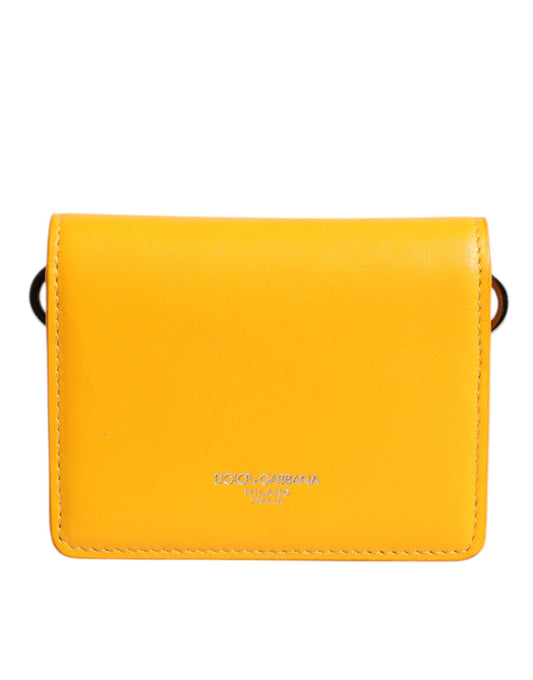 Dolce & Gabbana Yellow Leather Bifold Card Holder Crossbody Bag - YSONA