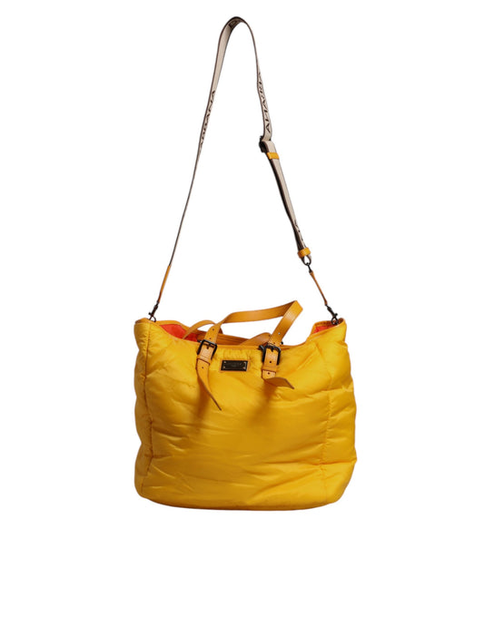 Dolce & Gabbana Yellow Orange Nylon Logo Plaque Hand Shoulder Duffle Bag - YSONA