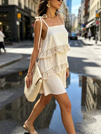 YSONA Lace Trim Spaghetti Strap Dress — model wearing | Women's Dress | Shop YSONA