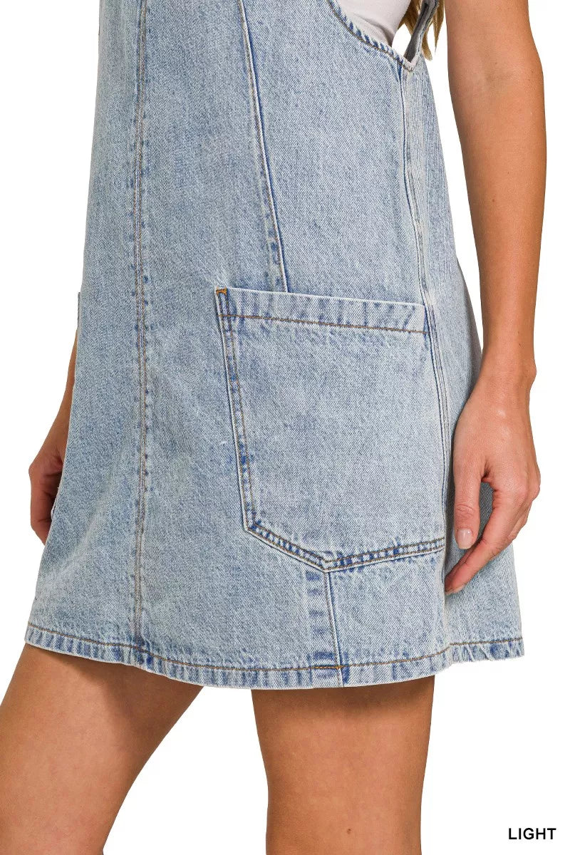 YSONA Zenana Denim Overall Dress with Front Pockets — alternate view | Women's Dress | Shop YSONA