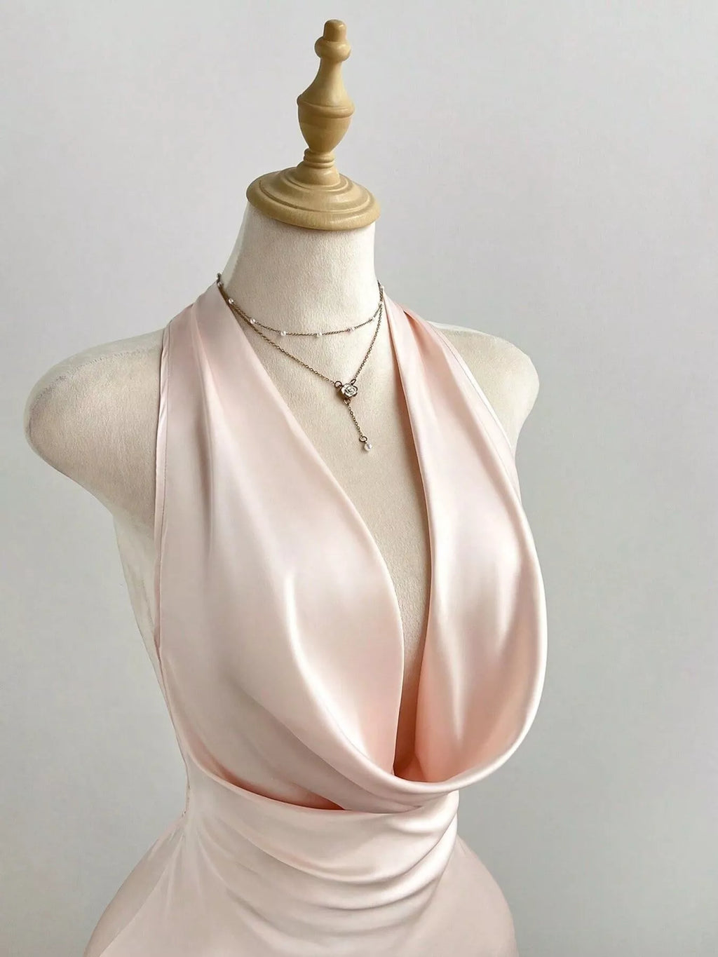 YSONA Satin Backless Halter Neck Dress — model wearing | Women's Dress | Shop YSONA