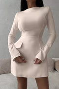 YSONA Long-Sleeve Mini Dress with Flap Pockets — front view | Women's Dress | Shop YSONA