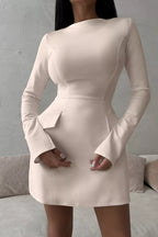 YSONA Long-Sleeve Mini Dress with Flap Pockets — front view | Women's Dress | Shop YSONA