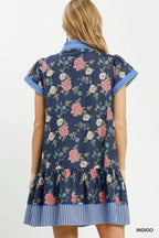 YSONA Umgee Floral Contrast Trim Ruffle Hem Mini Dress — side view | Women's Dress | Shop YSONA