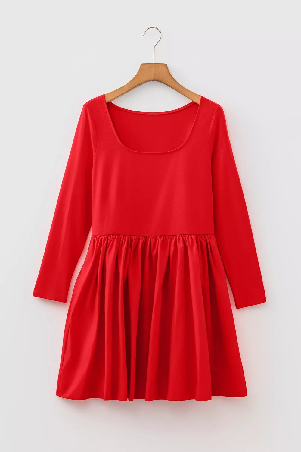 YSONA U Neck Long Sleeve Fit and Flare Mini Dress — side view | Women's Dress | Shop YSONA